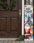 36" Sky Blue Red White And Green Solid Wood Merry & Bright Santa Porch Sign