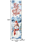 36" Sky Blue Red And White Solid Wood Let It Snow Christmas Snowman Porch Sign