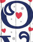 46" Navy Blue White And Red Solid Wood Love Porch Sign