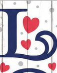 46" Navy Blue White And Red Solid Wood Love Porch Sign