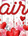 46" Red White And Pink Solid Wood Love is in the Air Porch Sign