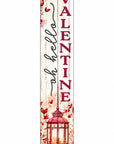 46" Charcoal White And Red Solid Wood Hello Porch Sign