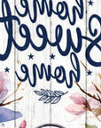36" Pink Navy Blue And White Solid Wood Home Sweet Home Porch Sign