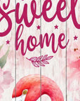 36" Green Hot Pink And White Solid Wood Home Sweet Home Flamingo Porch Sign