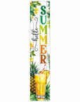 46" Yellow Off White Green And Dark Gray Solid Wood Hello Summer Porch Sign