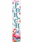 46" Hot Pink White And Teal Blue Solid Wood Welcome To Our Porch Flamingo Porch Sign