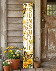 46" Yellow White And Green Solid Wood Hello Sunshine Porch Sign