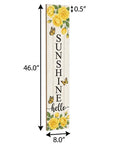 46" Yellow White And Green Solid Wood Hello Sunshine Porch Sign