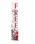 46" Navy Blue Red And White Solid Wood Land of the Free Porch Sign