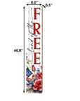 46" Navy Blue Red And White Solid Wood Land of the Free Porch Sign