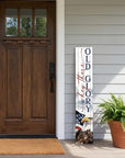 46" Navy Blue Red And White Solid Wood Hey There Old Glory Porch Sign