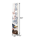 46" Navy Blue Red And White Solid Wood Hey There Old Glory Porch Sign