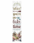 46" Teal Blue Taupe And White Solid Wood Relax You're On Lake Time Porch Sign