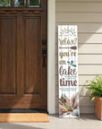 46" Teal Blue Taupe And White Solid Wood Relax You're On Lake Time Porch Sign