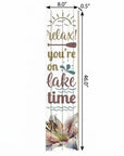 46" Teal Blue Taupe And White Solid Wood Relax You're On Lake Time Porch Sign