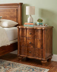 25" Chestnut Solid Wood Three Drawer Nightstand