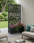 73" X 35" Black Geometric Galvanized Metal Rectangular Planter Box
