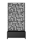 73" X 35" Black Geometric Galvanized Metal Rectangular Planter Box