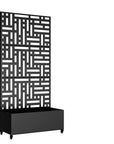 73" X 35" Black Geometric Galvanized Metal Rectangular Planter Box