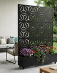 73" X 47" Black Geometric Galvanized Metal Rectangular Planter Box