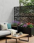 47" X 47" Black Botanical Galvanized Metal Rectangular Planter Box