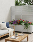 47" X 47" White Striped Galvanized Metal Rectangular Planter Box