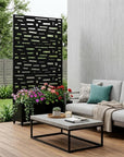 73" X 35" Black Geometric Galvanized Metal Rectangular Planter Box