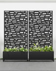 73" X 35" Black Geometric Galvanized Metal Rectangular Planter Box