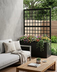71" X 35" Black Geometric Galvanized Metal Oval Planter Box