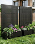 Set of Two Black Striped Galvanized Metal Rectangular Planter Box