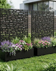Set of Two Black Geometric Galvanized Metal Rectangular Planter Box