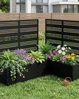 Set of Two Black Striped Galvanized Metal Rectangular Planter Box