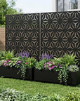 Set of Two Black Geometric Galvanized Metal Rectangular Planter Box