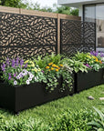 Set of Two Black Botanical Galvanized Metal Rectangular Planter Box
