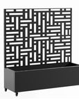 Set of Two Black Geometric Galvanized Metal Rectangular Planter Box