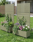 Set of Two Gray Striped Galvanized Metal Rectangular Planter Box