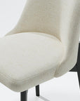 Set of Two White And Black Chenille And Wood Dining Side Chairs
