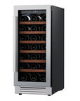 34" X 15" Clear and Silver Stainless Steel Single Compartment Wine Refrigerator