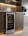 34" X 15" Clear and Silver Stainless Steel Single Compartment Wine Refrigerator