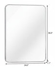 36" Silver Aluminum Framed Bathroom Vanity Mirror
