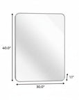 40" X 30" Silver Aluminum Framed Bathroom Vanity Mirror