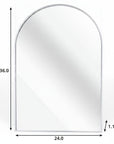 36" X 24" Silver Aluminum Arch Framed Bathroom Vanity Mirror