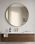 30" Gold Aluminum Round Framed Bathroom Vanity Mirror