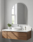 36" X 30" Silver Aluminum Arch Framed Bathroom Vanity Mirror