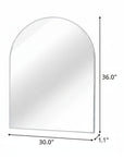 36" X 30" Silver Aluminum Arch Framed Bathroom Vanity Mirror