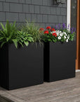 Set of Two Black Metal Rectangular Pot Planter