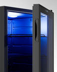 33" X 17" Clear And Black Stainless Steel Single Compartment Can Beverage Refrigerator