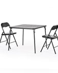 Three Piece Black Square Wood Dining Set with Two Chairs