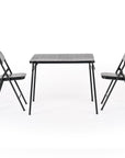 Three Piece Black Square Wood Dining Set with Two Chairs