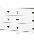 61" White Solid Wood Six Drawer Dresser